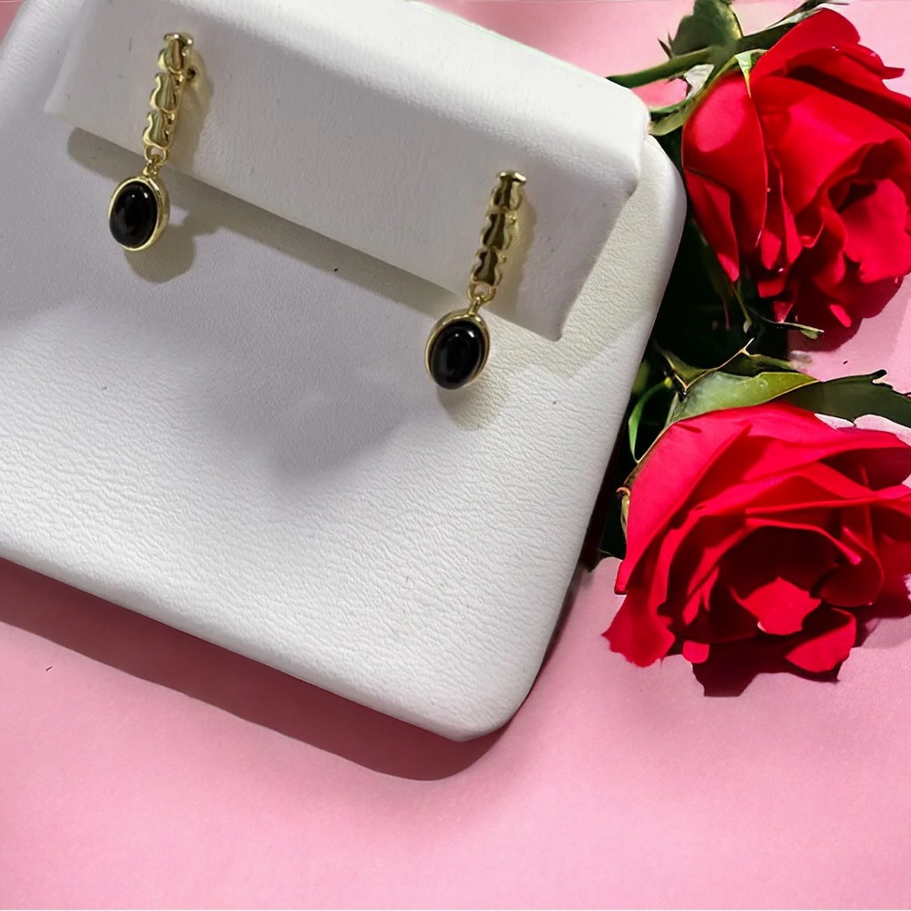 Firm price ) Elegant Gold and Black Drop Earrings